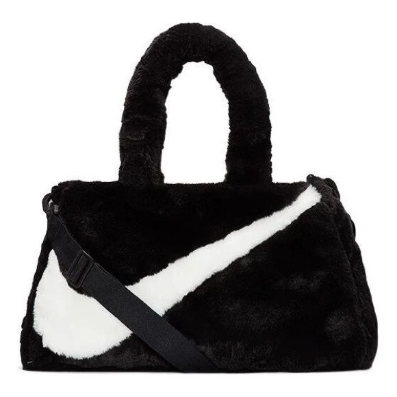 Nike Black and White Faux Fur Tote - Picture 1 of 2